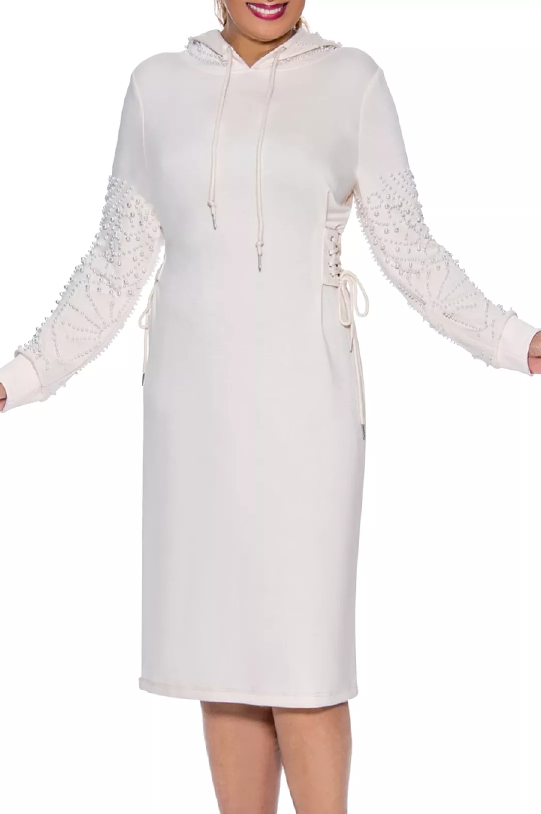 Ivory Pearl Hoodie Dress