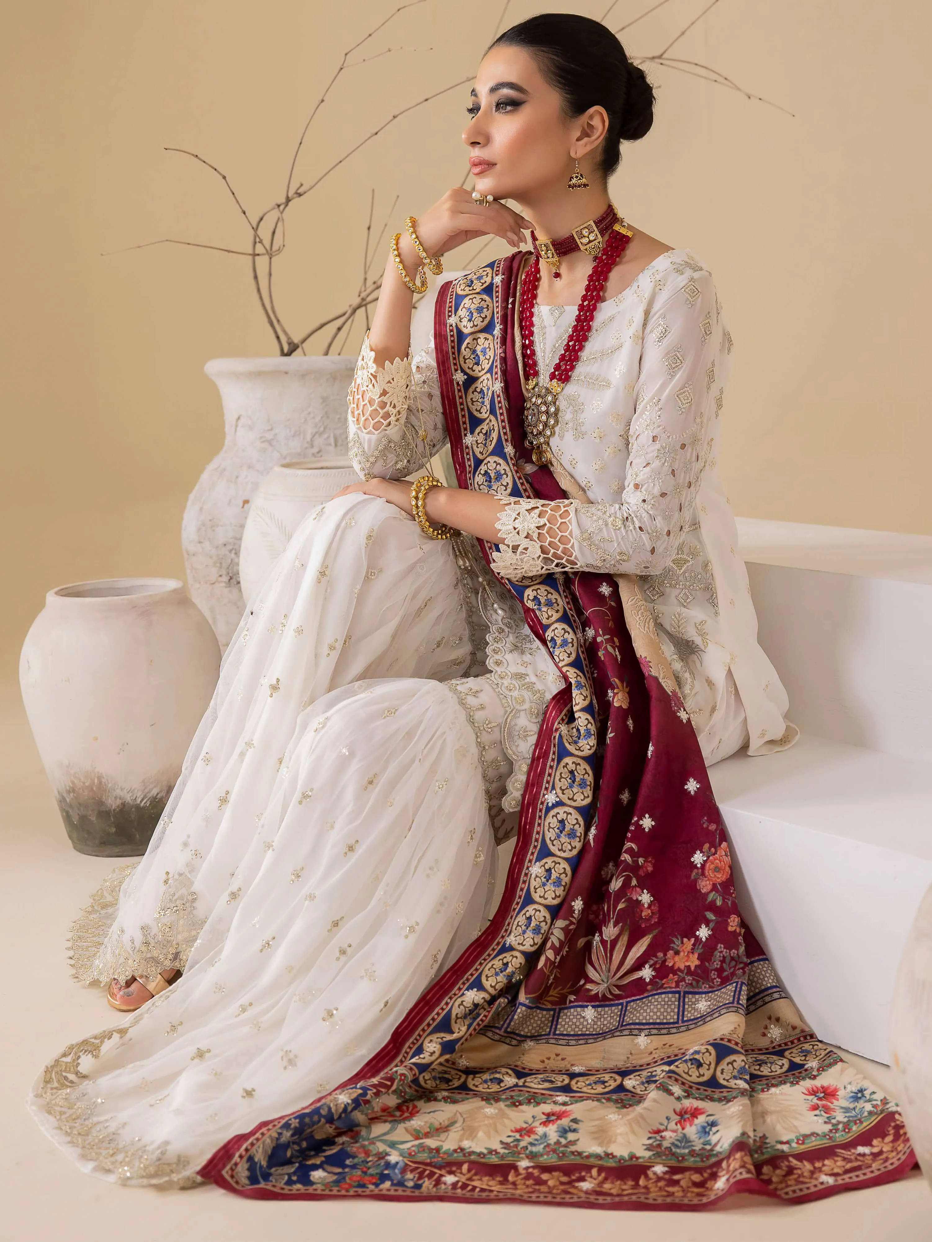 IZNIK Chinon Vol-03 Embroidered Chiffon Unstitched 3Pc Suit CC-24 Bianca