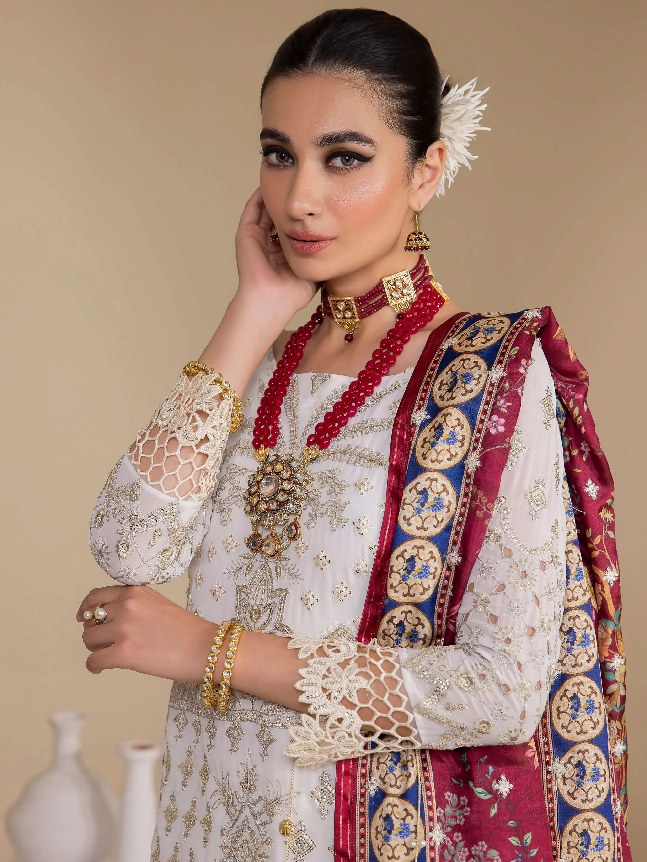 IZNIK Chinon Vol-03 Embroidered Chiffon Unstitched 3Pc Suit CC-24 Bianca