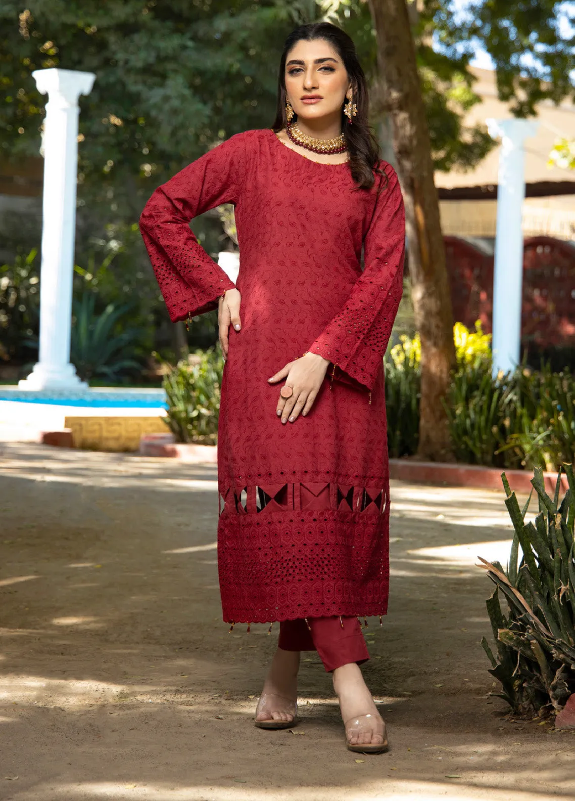 Jaza by Schick Embroidered Schiffli Cotton 2 Piece Unstitch Suit SDH24JSC-03