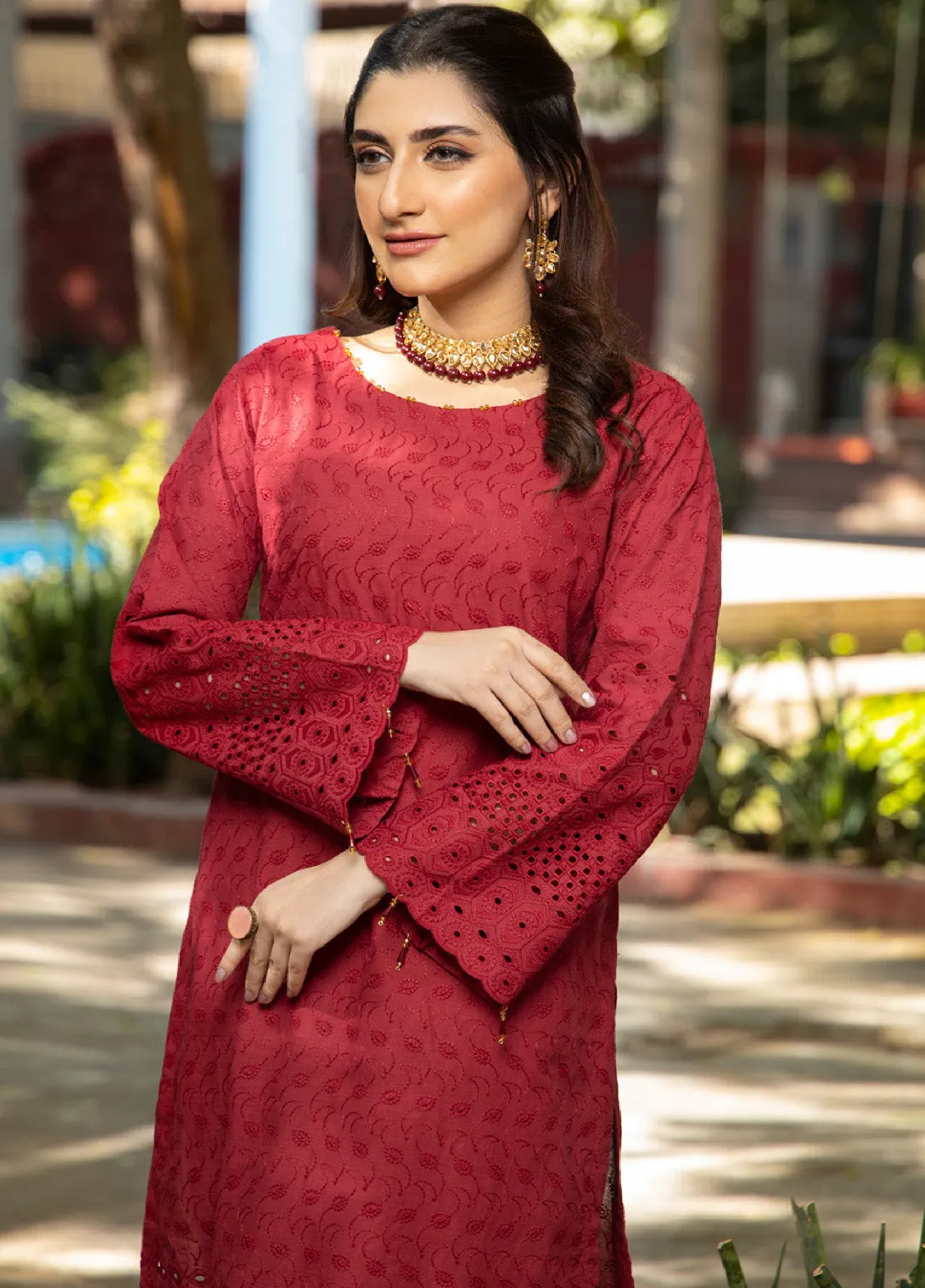 Jaza by Schick Embroidered Schiffli Cotton 2 Piece Unstitch Suit SDH24JSC-03