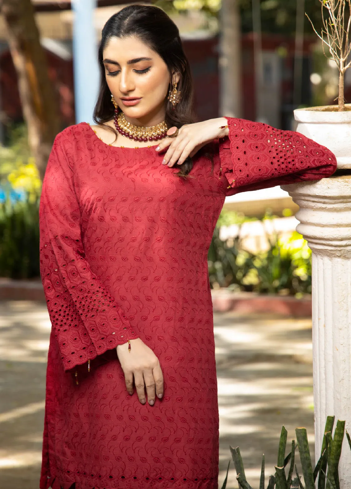 Jaza by Schick Embroidered Schiffli Cotton 2 Piece Unstitch Suit SDH24JSC-03