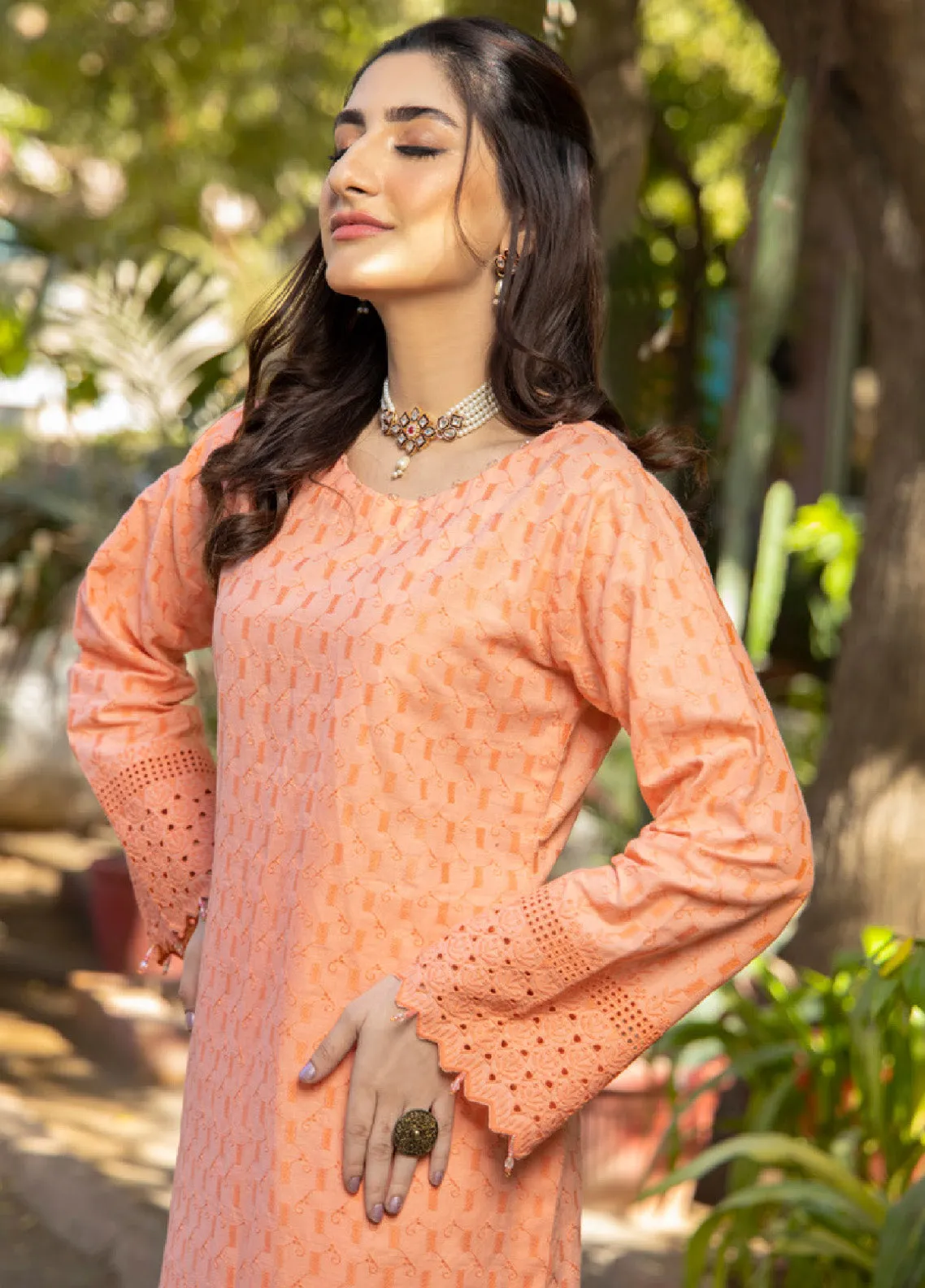 Jaza by Schick Embroidered Schiffli Cotton 2 Piece Unstitch Suit SDH24JSC-06