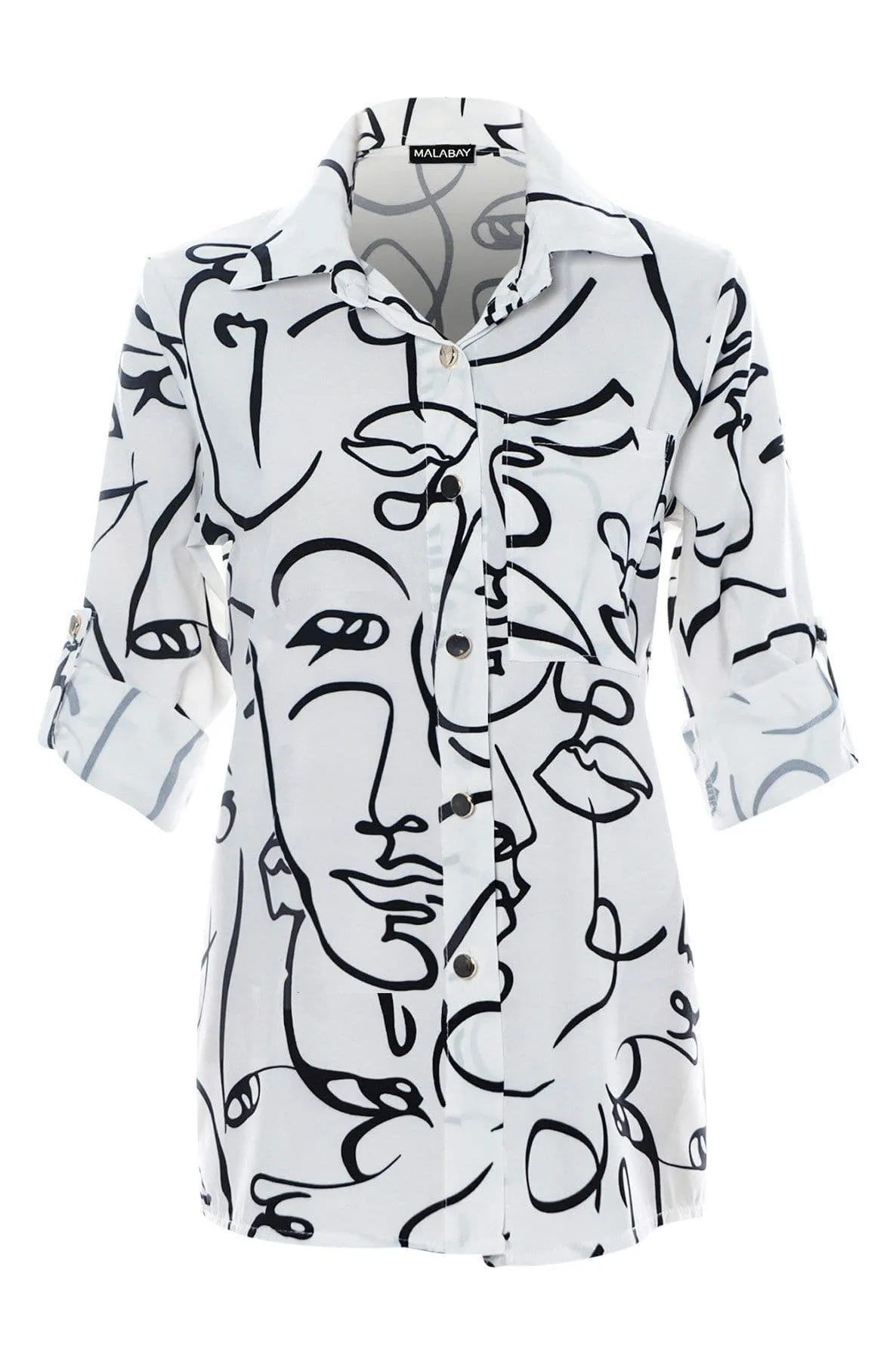 Jazmin Abstract Print Blouse Shirt Top