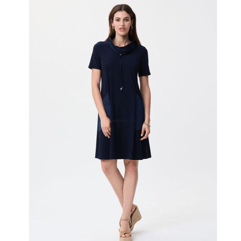 Joseph Ribkoff High Collar Midnight Blue Dress - 231141