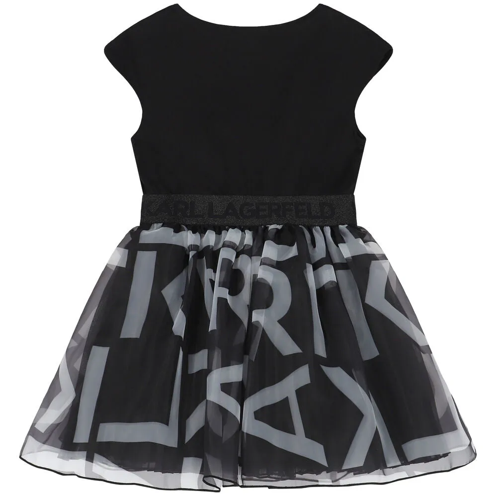 Karl Lagerfeld Dress Logo Tulle Black