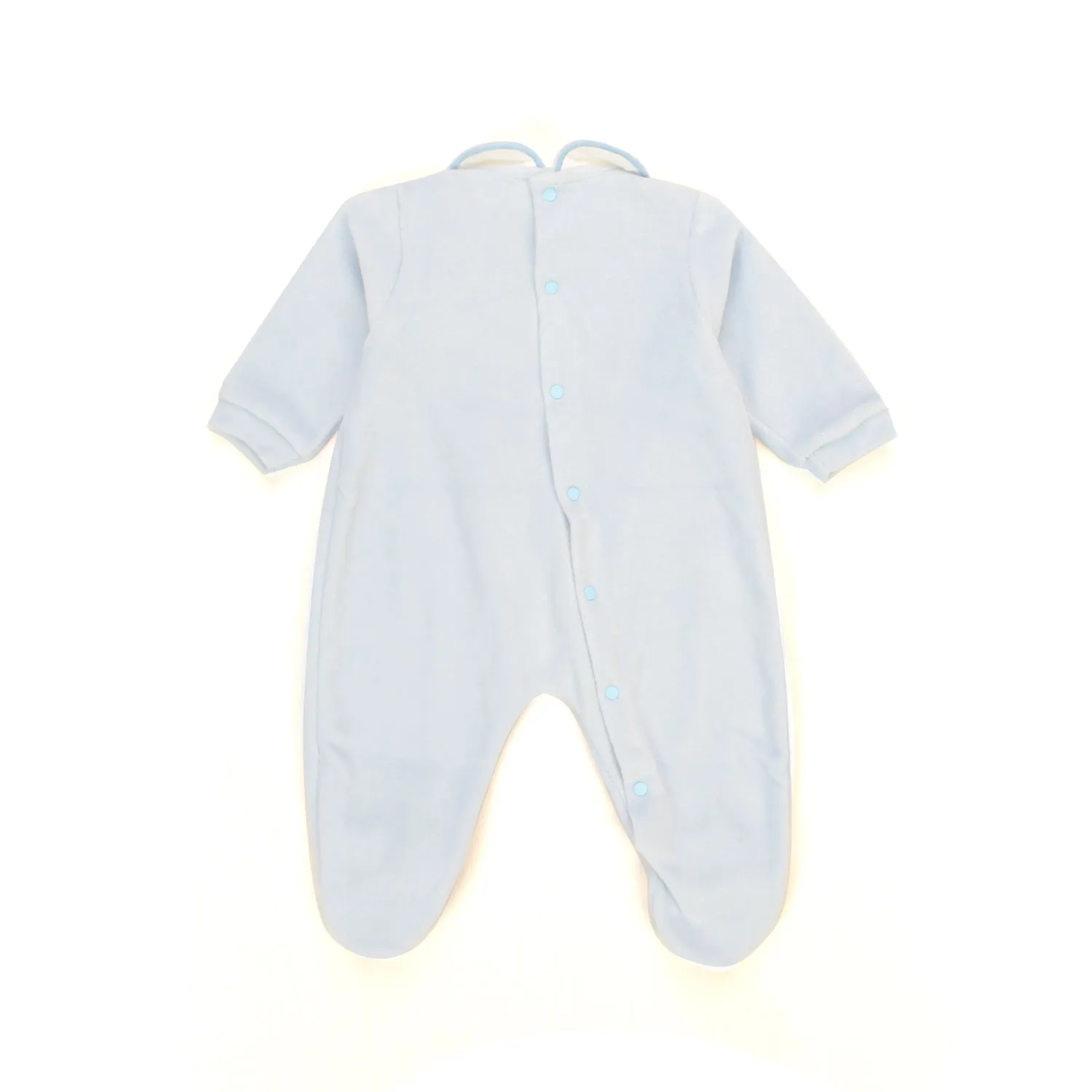 La Stupenderia Light Blue Romper With Hand Embroidery For Baby