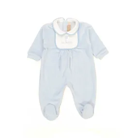 La Stupenderia Light Blue Romper With Hand Embroidery For Baby