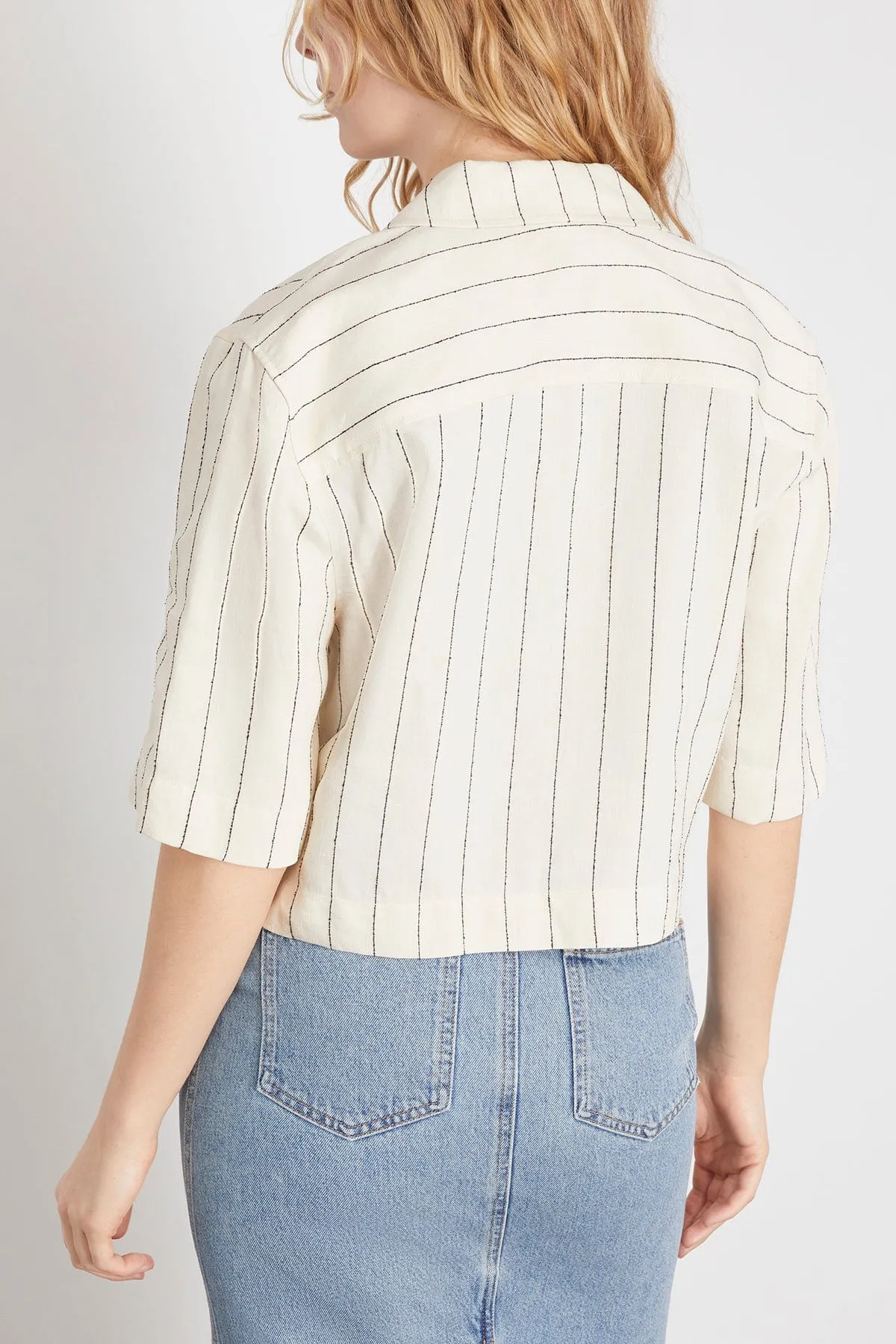 Lago Cropped Shirt in Ivory/Black