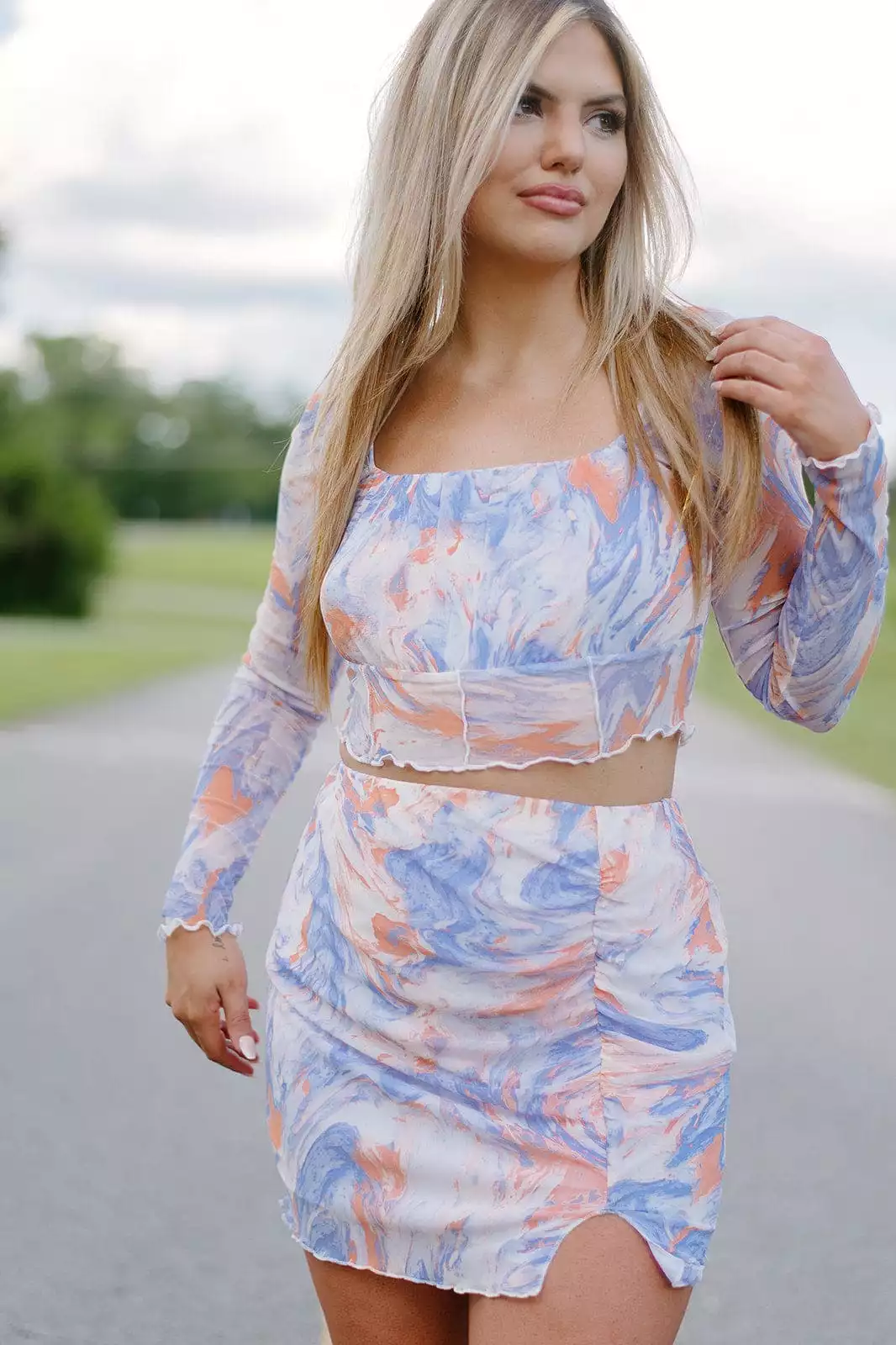 Lavender Coral Tie Dye Set Skirt