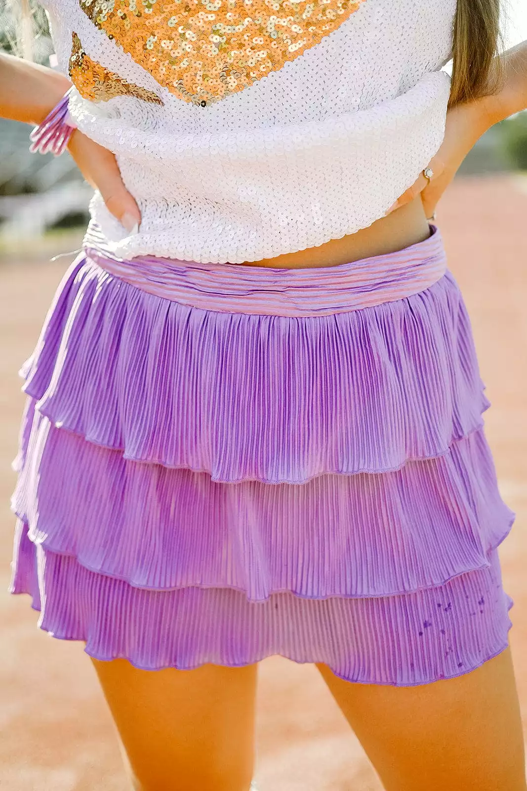 Lavender Pleated Mini Skirt