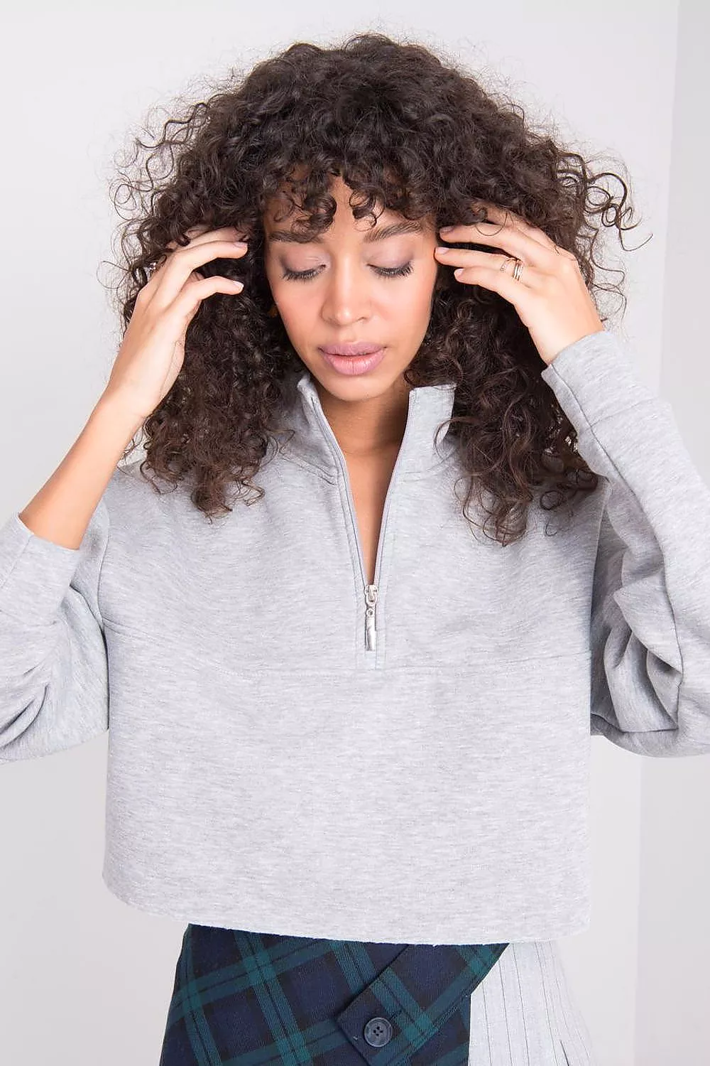 Light Grey 1/2 Zip Sweatshirt by Sally Fashion