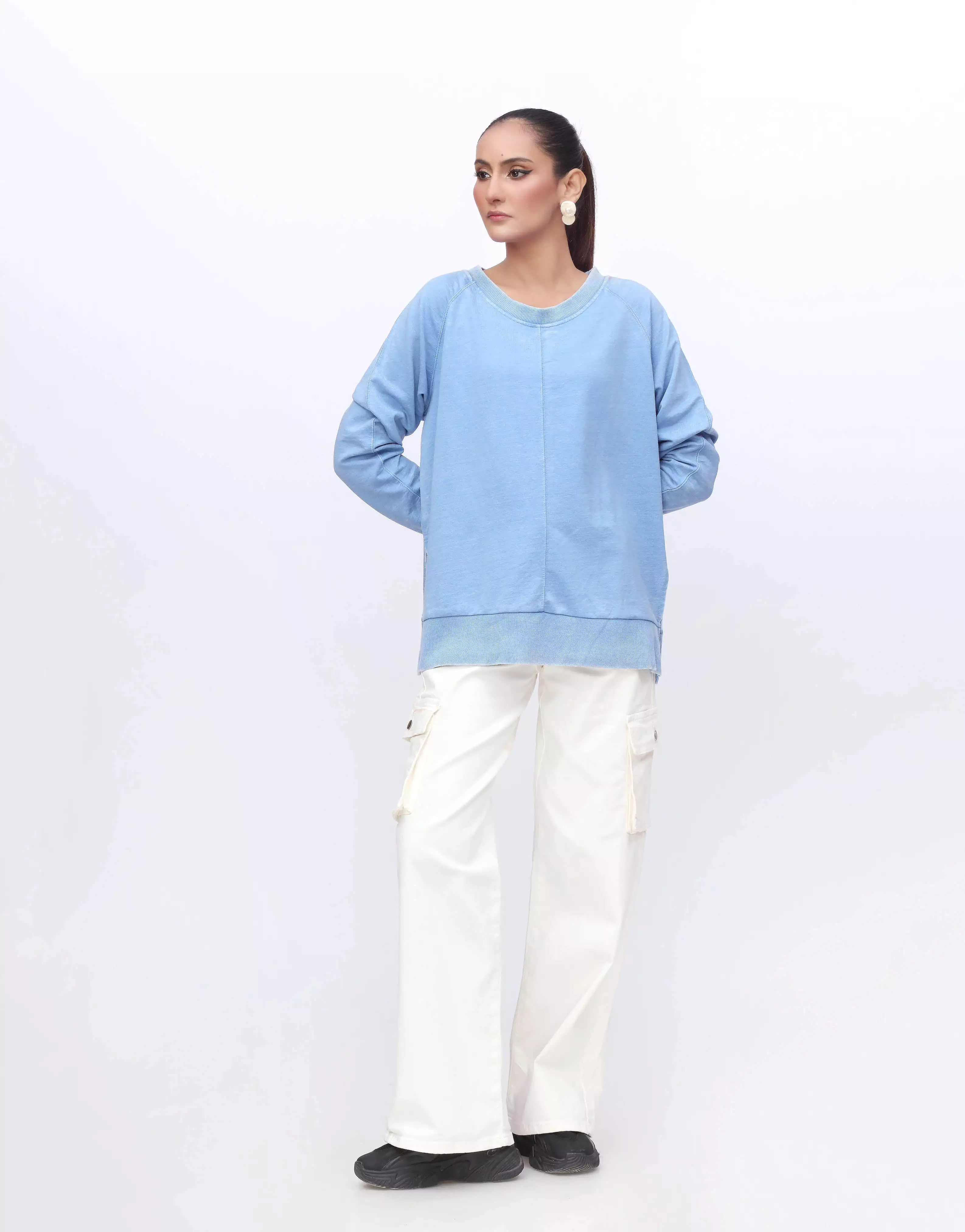 Loose Baggy Sweatshirt-Cobalt Blue