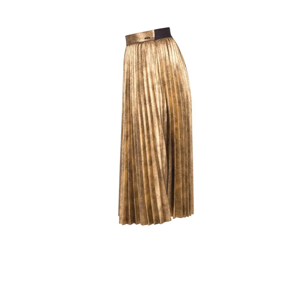 Lorna Jane Golden Pleated Skirt in Pale Gold