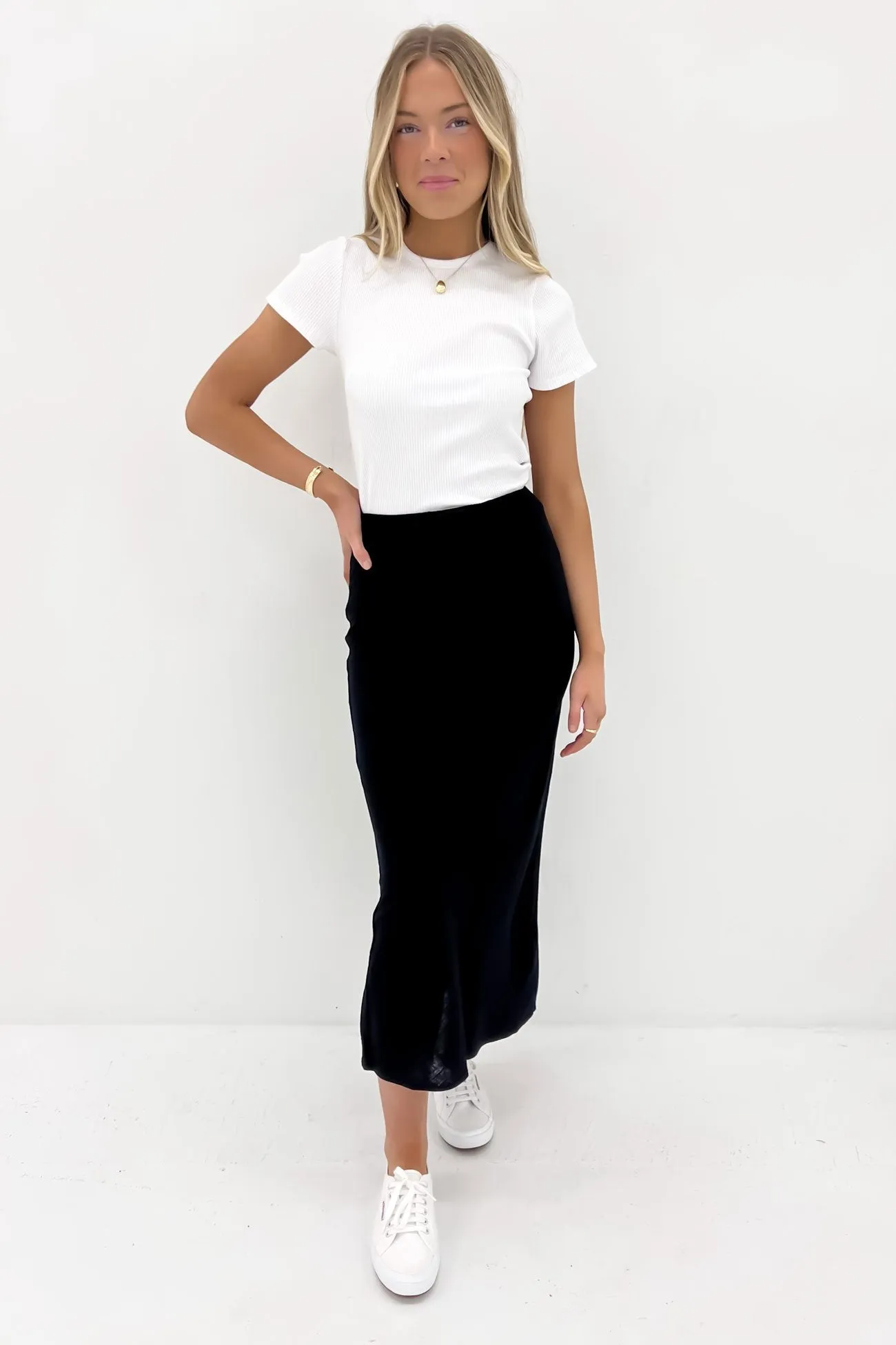 Luxe Linen Maxi Skirt Black