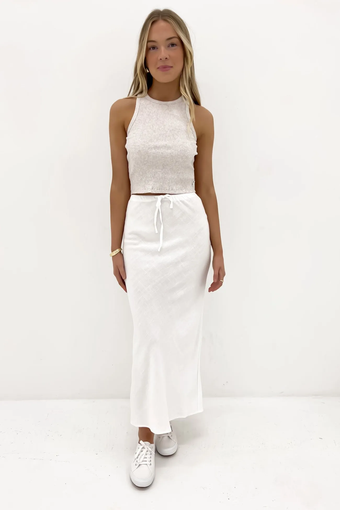 Luxe Linen Maxi Skirt White