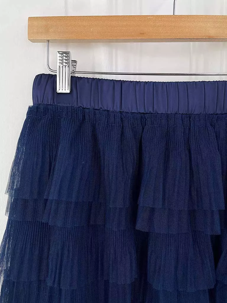 Malissa J Ruffle Tulle Skirt - Navy