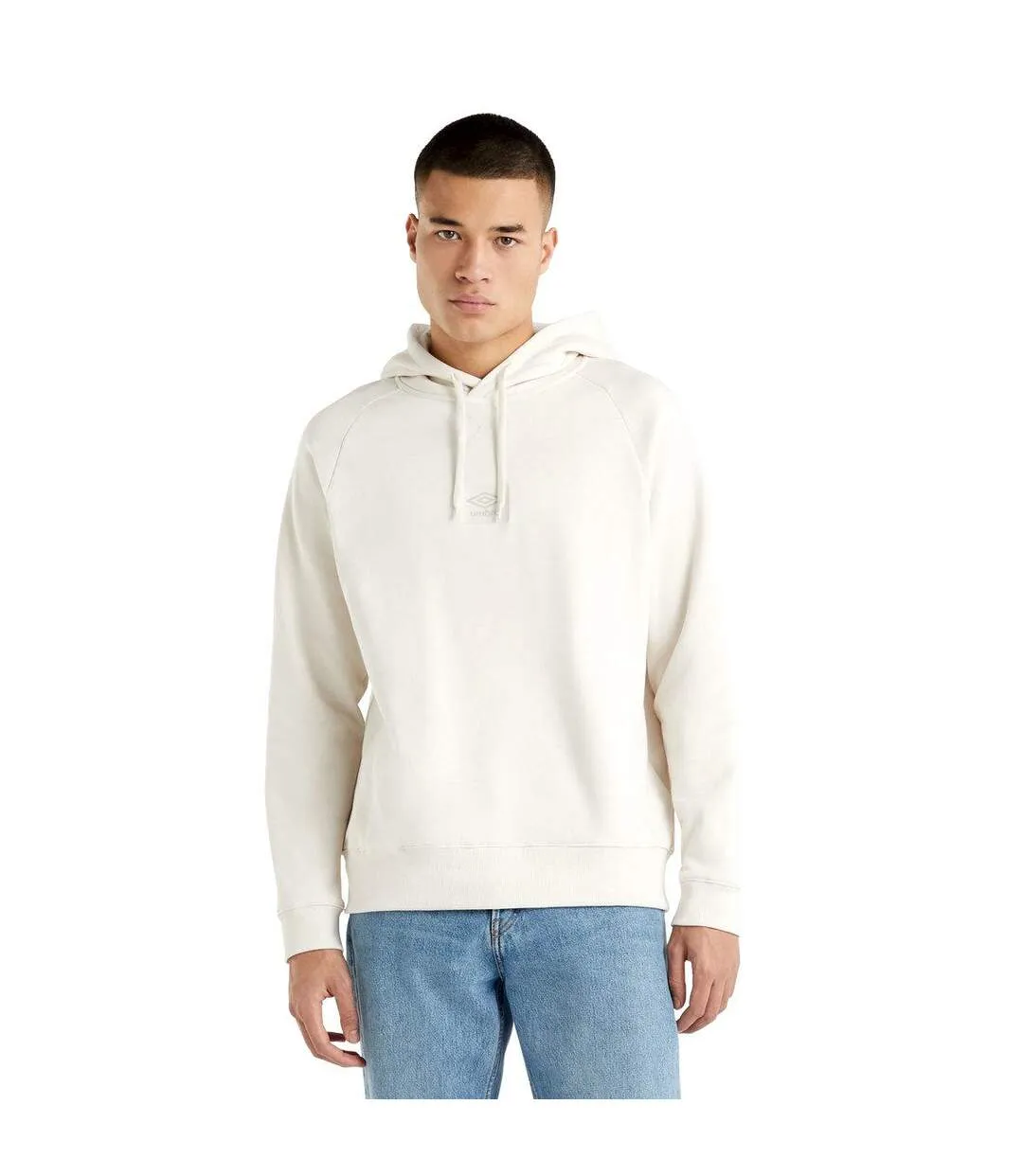 Mens small logo hoodie white sand Umbro