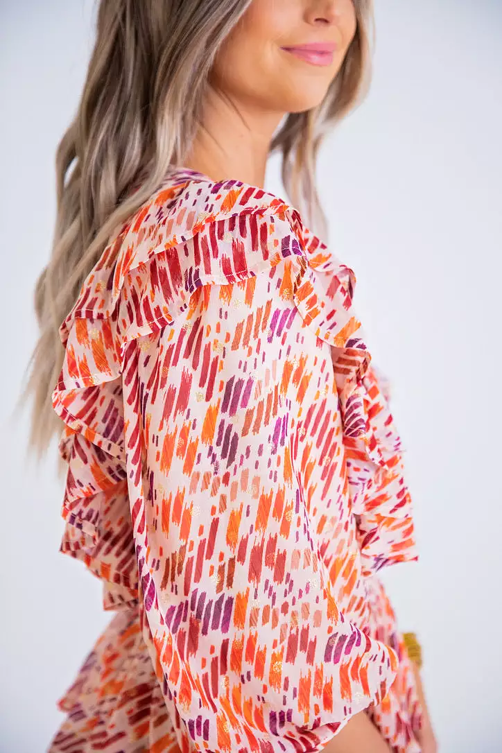 Multi Abstract Midi Dress