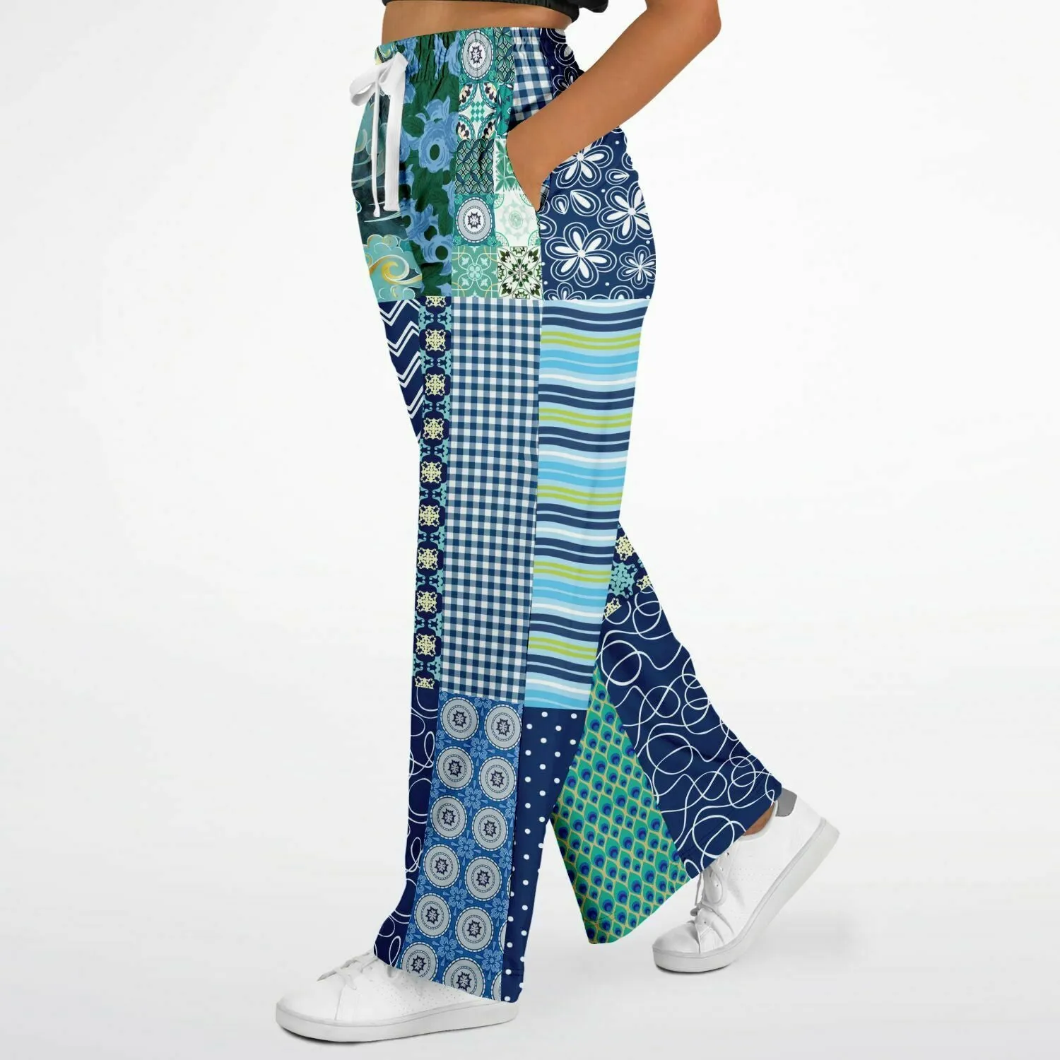 Mykonos Floral Patchwork Eco-Poly Stretchy Phat Bellbottoms