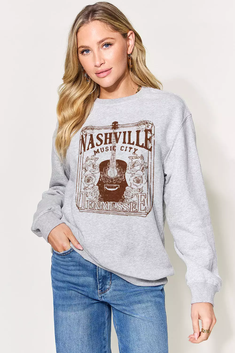 Nashville Graphic Print Long Sleeve Sweatshirt