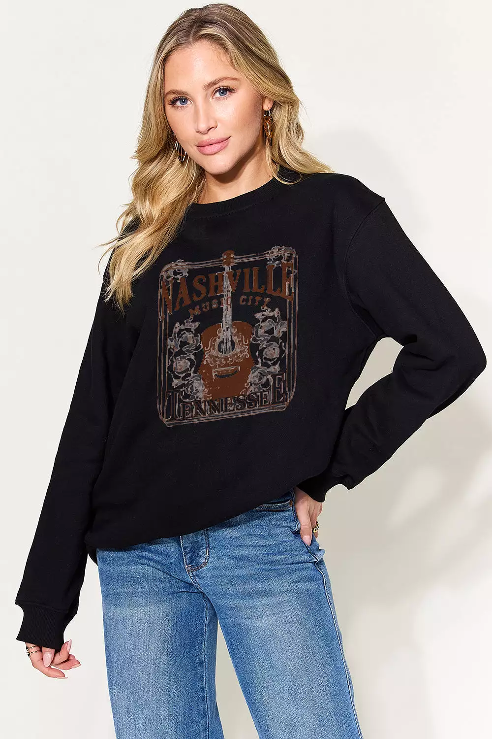 Nashville Graphic Print Long Sleeve Sweatshirt