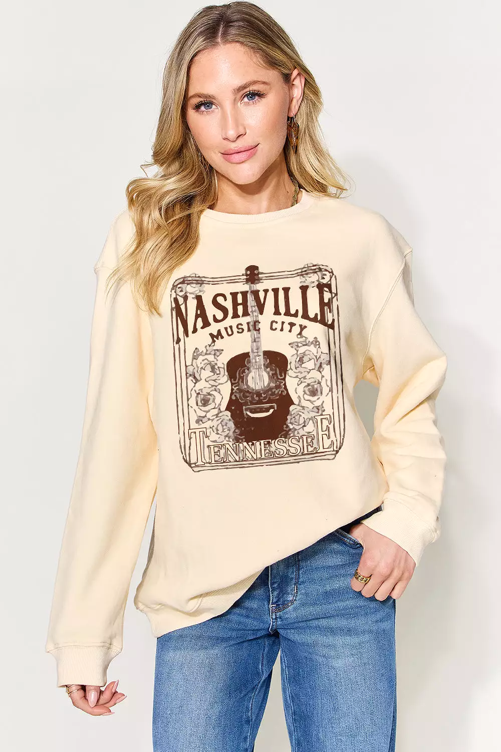 Nashville Graphic Print Long Sleeve Sweatshirt