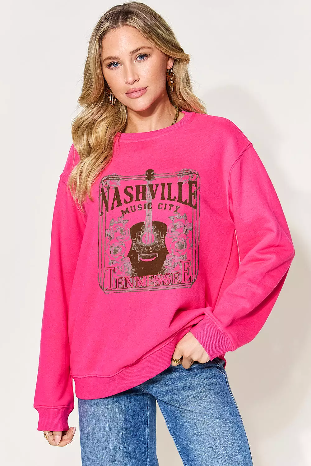 Nashville Graphic Print Long Sleeve Sweatshirt