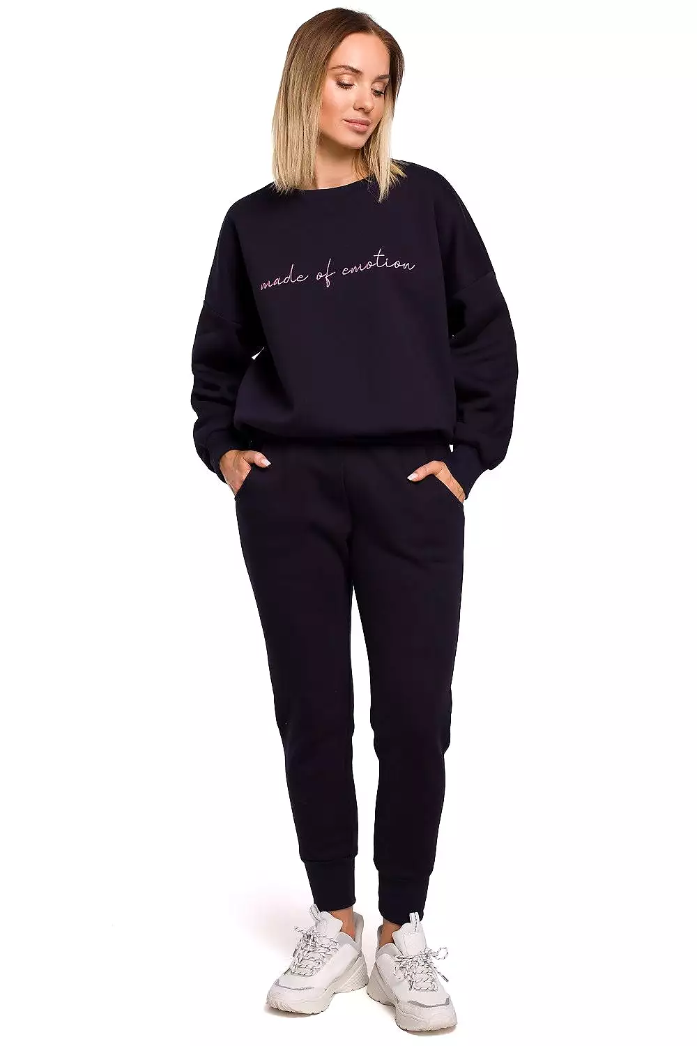 Navy Blue Sweatshirt with Embroidery