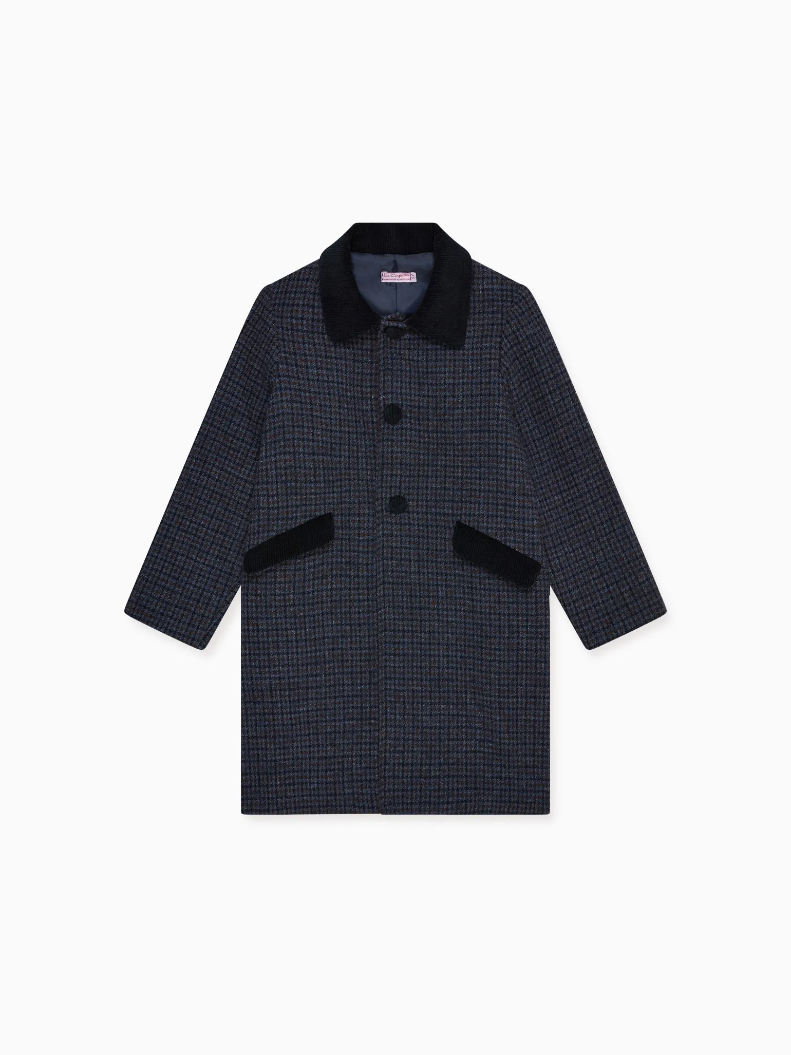 Navy Check Nardo Wool Boy Coat