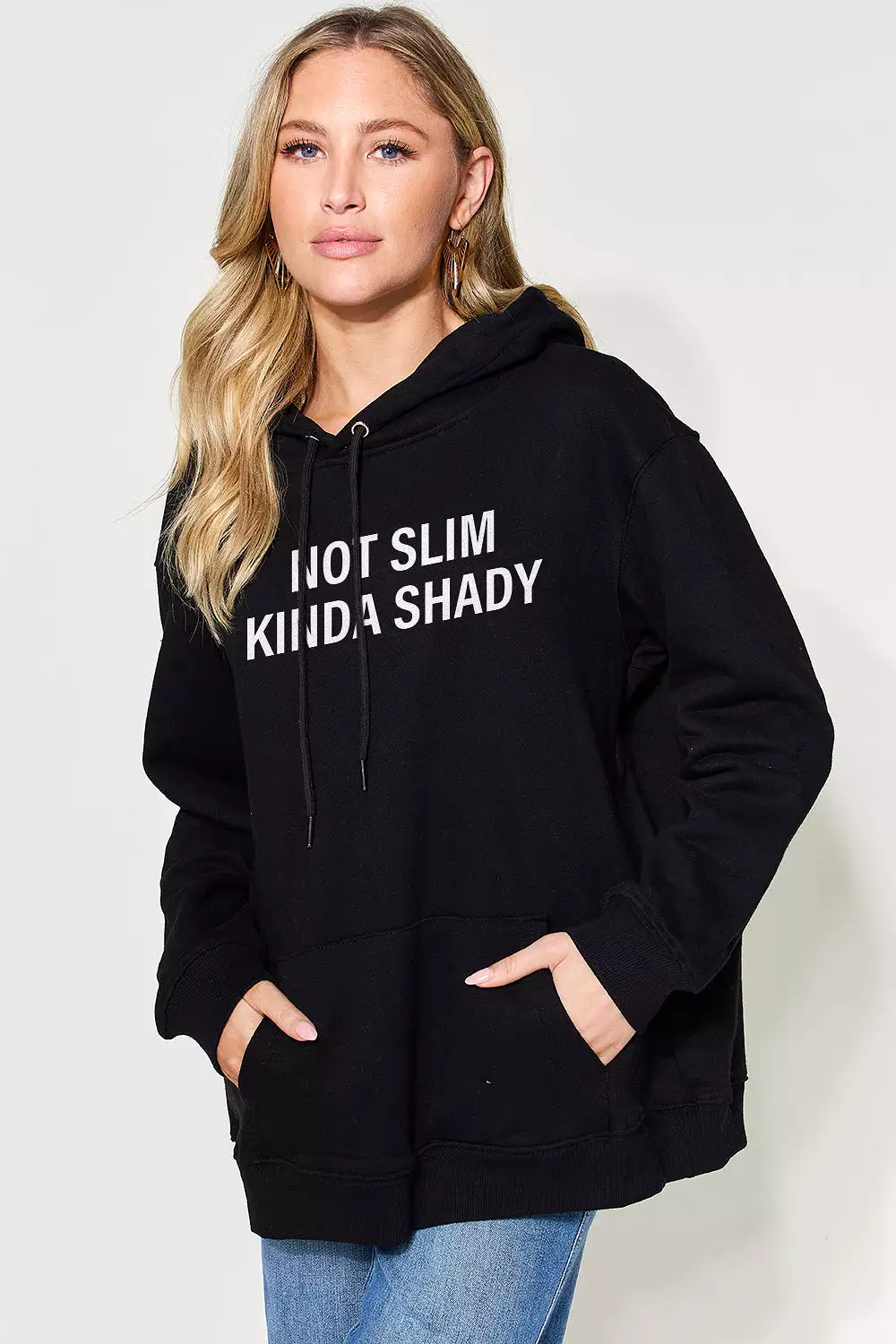 NOT SLIM KINDA SHADY Long Sleeve Hoodie