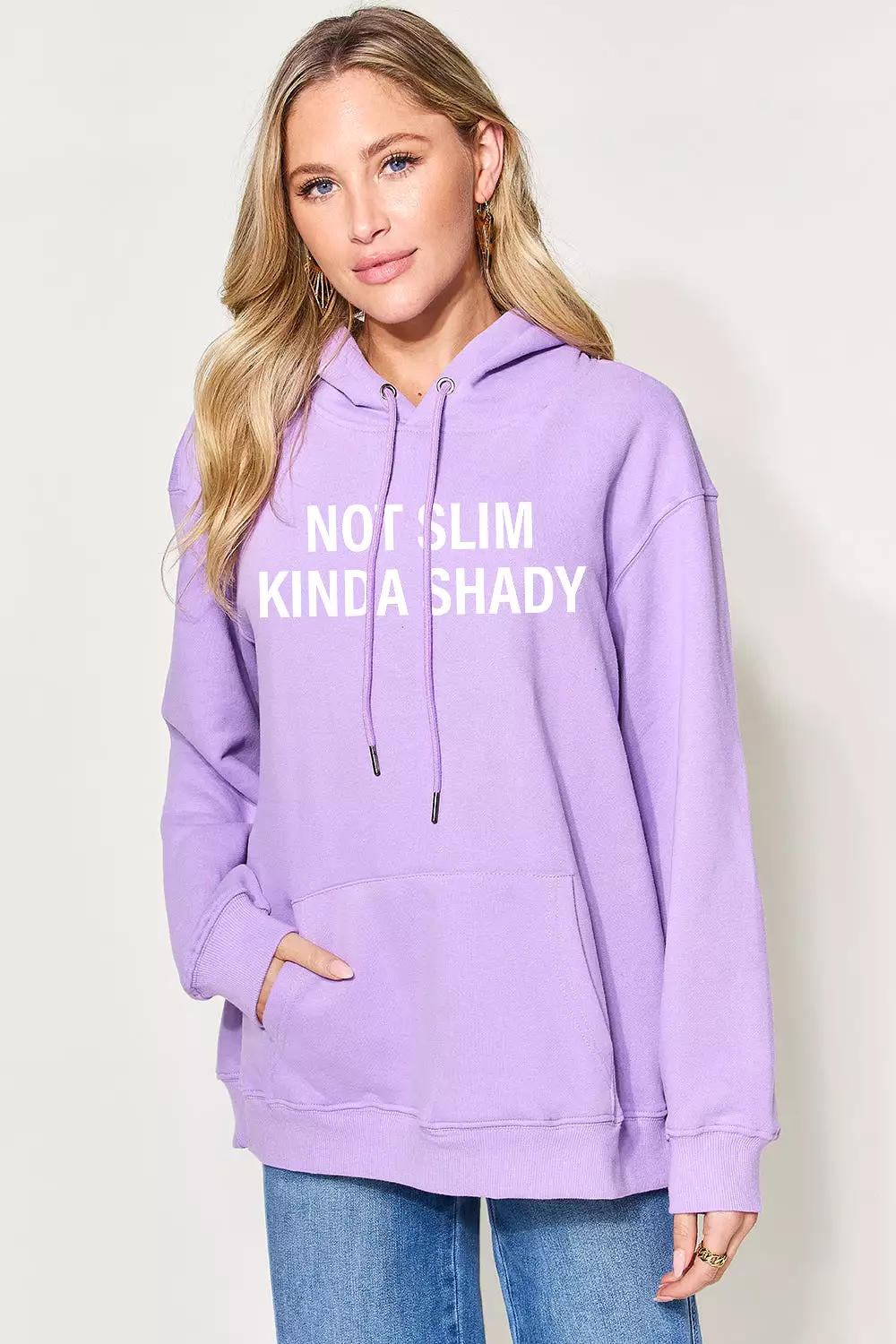 NOT SLIM KINDA SHADY Long Sleeve Hoodie