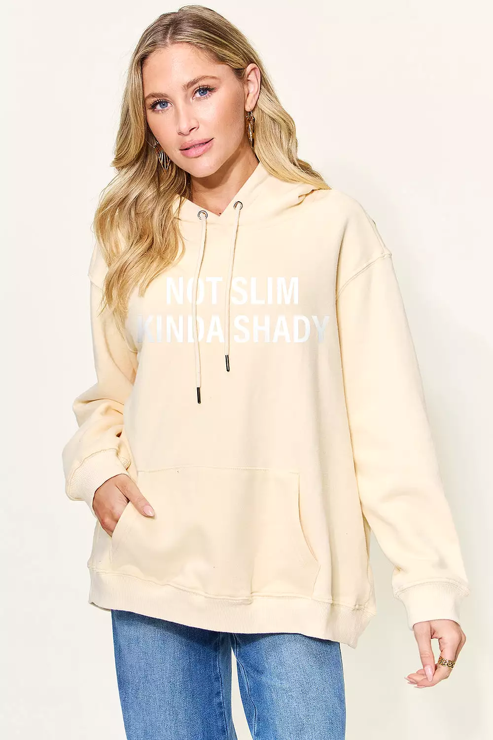 NOT SLIM KINDA SHADY Long Sleeve Hoodie