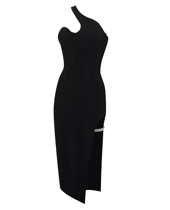 Olena Black Midi Dress