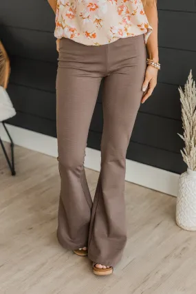 One Foot Forward Knit Flare Pants- Mocha