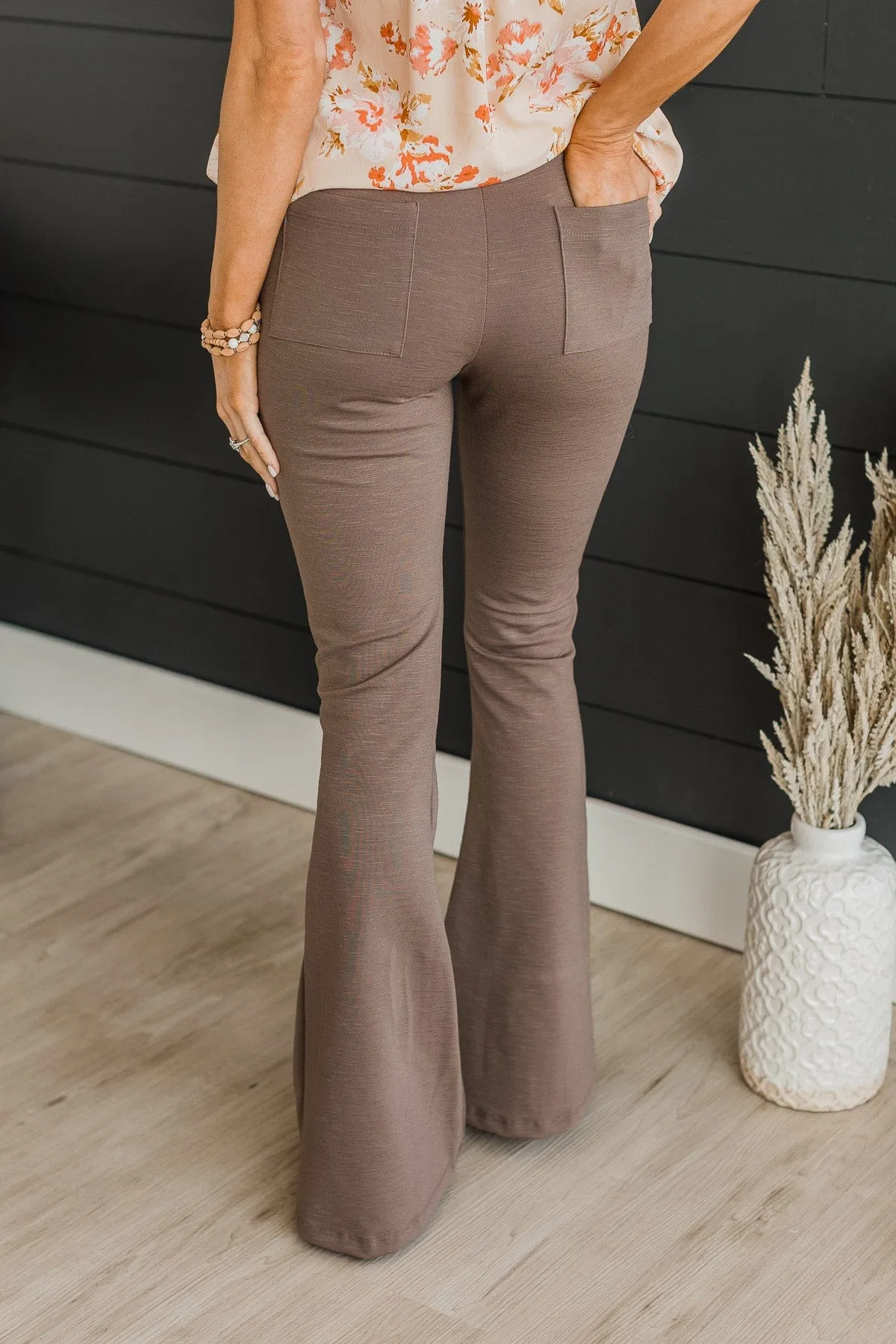 One Foot Forward Knit Flare Pants- Mocha