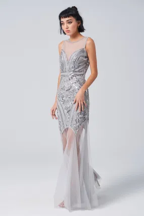 Party time grey sequin evening dress