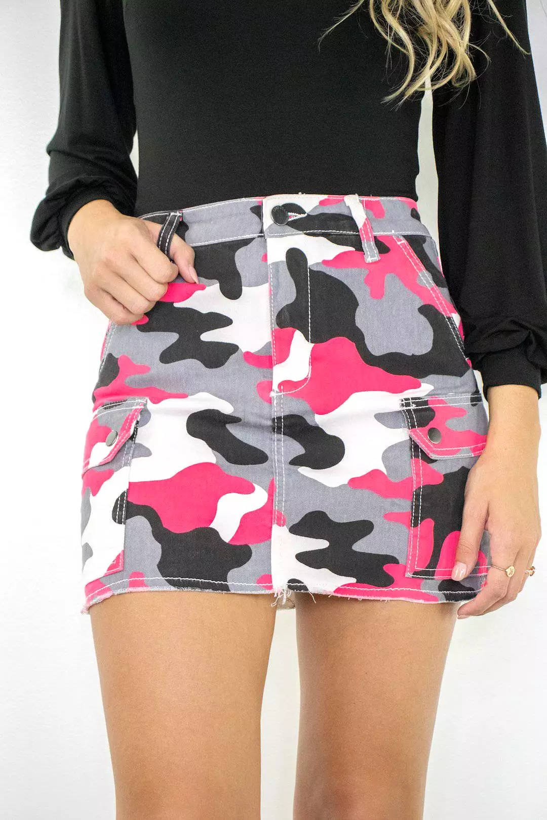 Pink and Grey Camo Demin Skirt