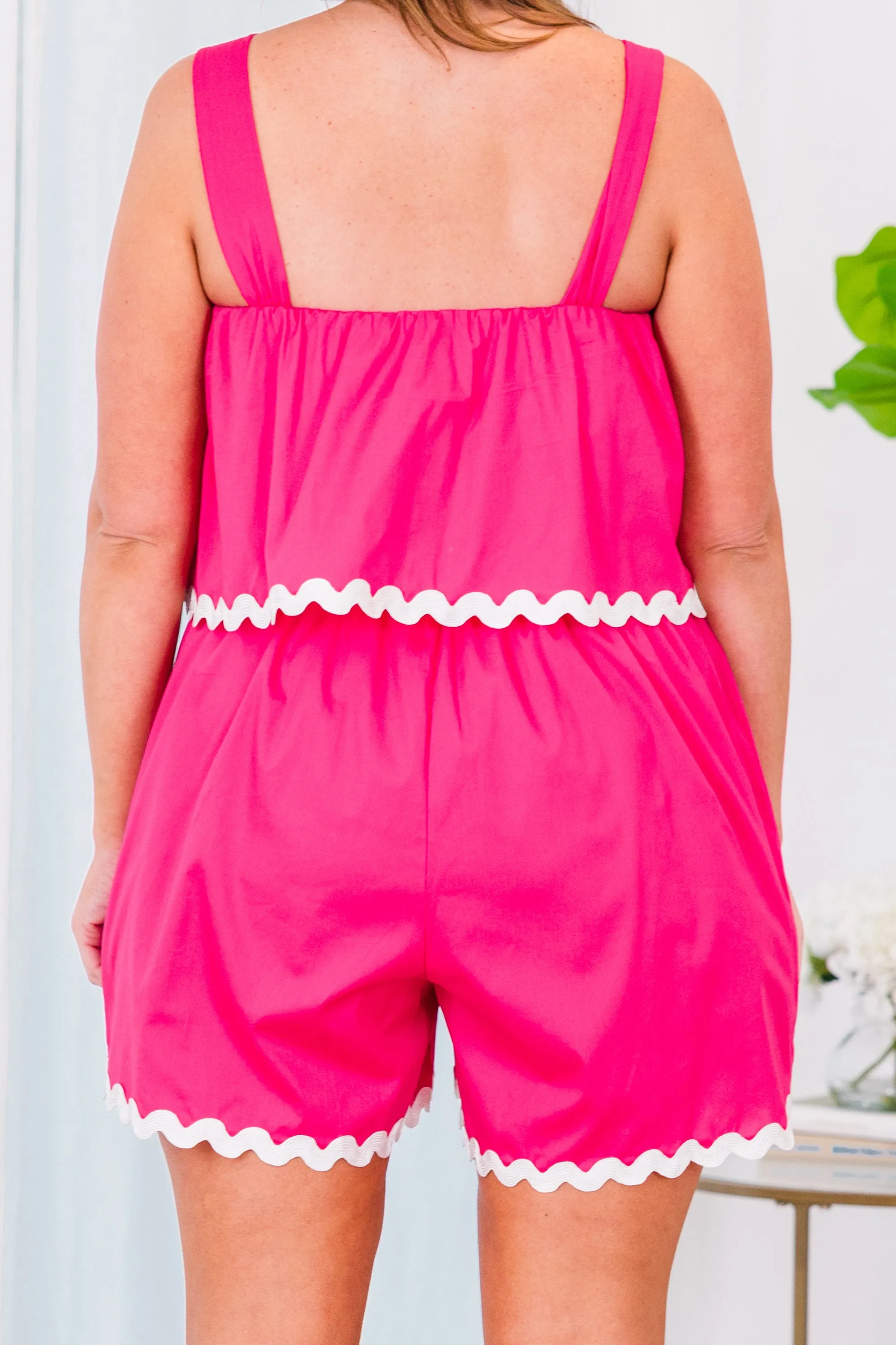 Poppies In The Field Romper, Fuchsia