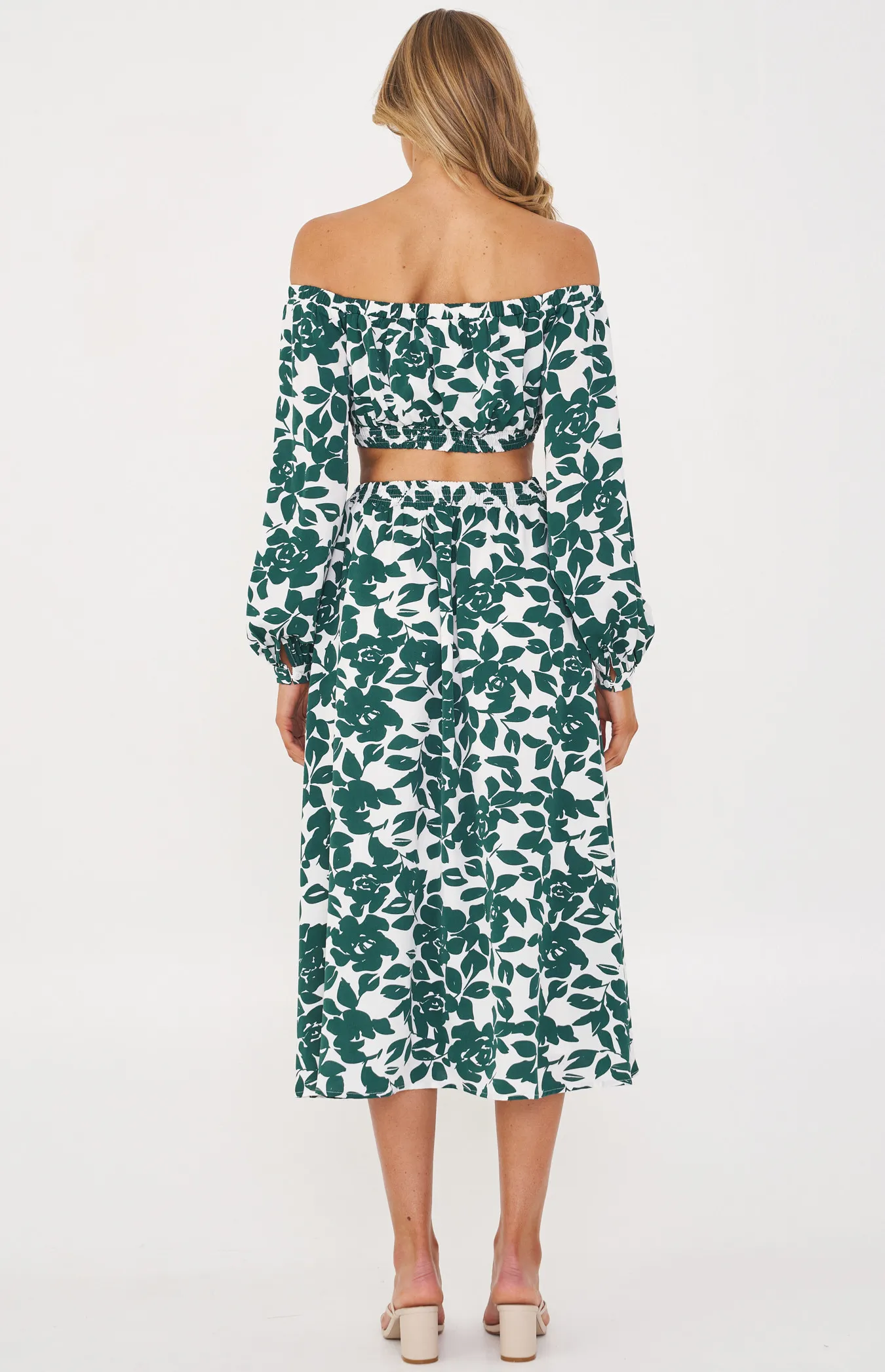 Printed Maxi Dress with Elastic Cut Out Buckle Detail (SDR1236A)