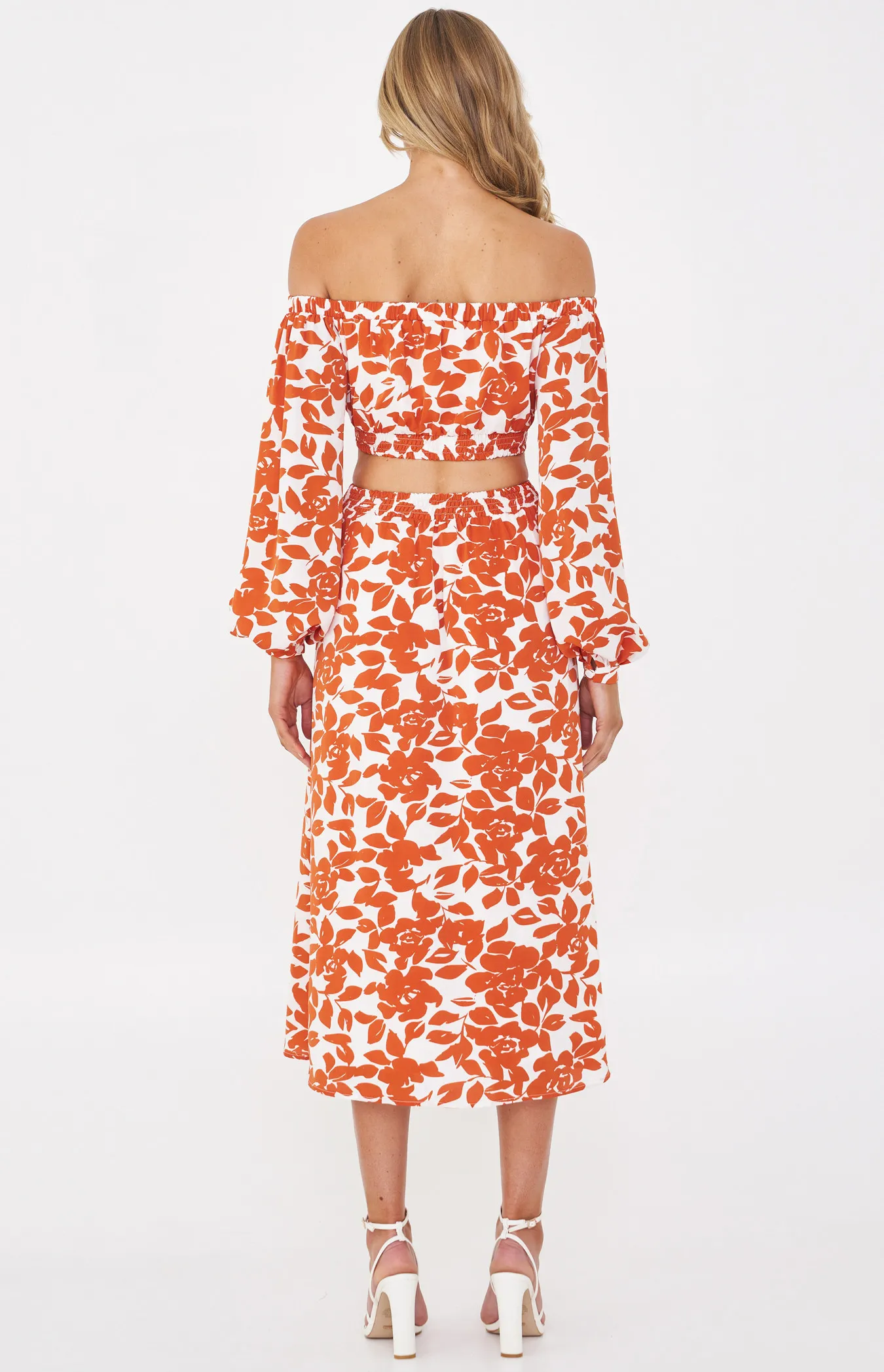 Printed Maxi Dress with Elastic Cut Out Buckle Detail (SDR1236A)