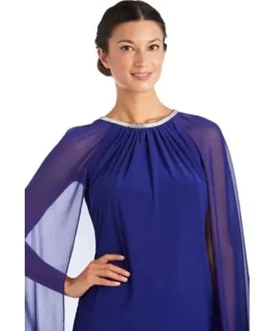 R & M Richards Women's Chiffon Cape Sleeve Dress