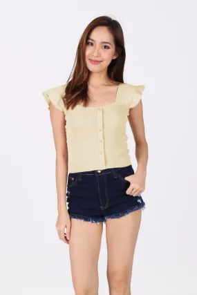 Rabbit Ears Knit Top in Beige-Yellow