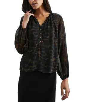 Rails Indi Womens Chiffon Animal Print Blouse