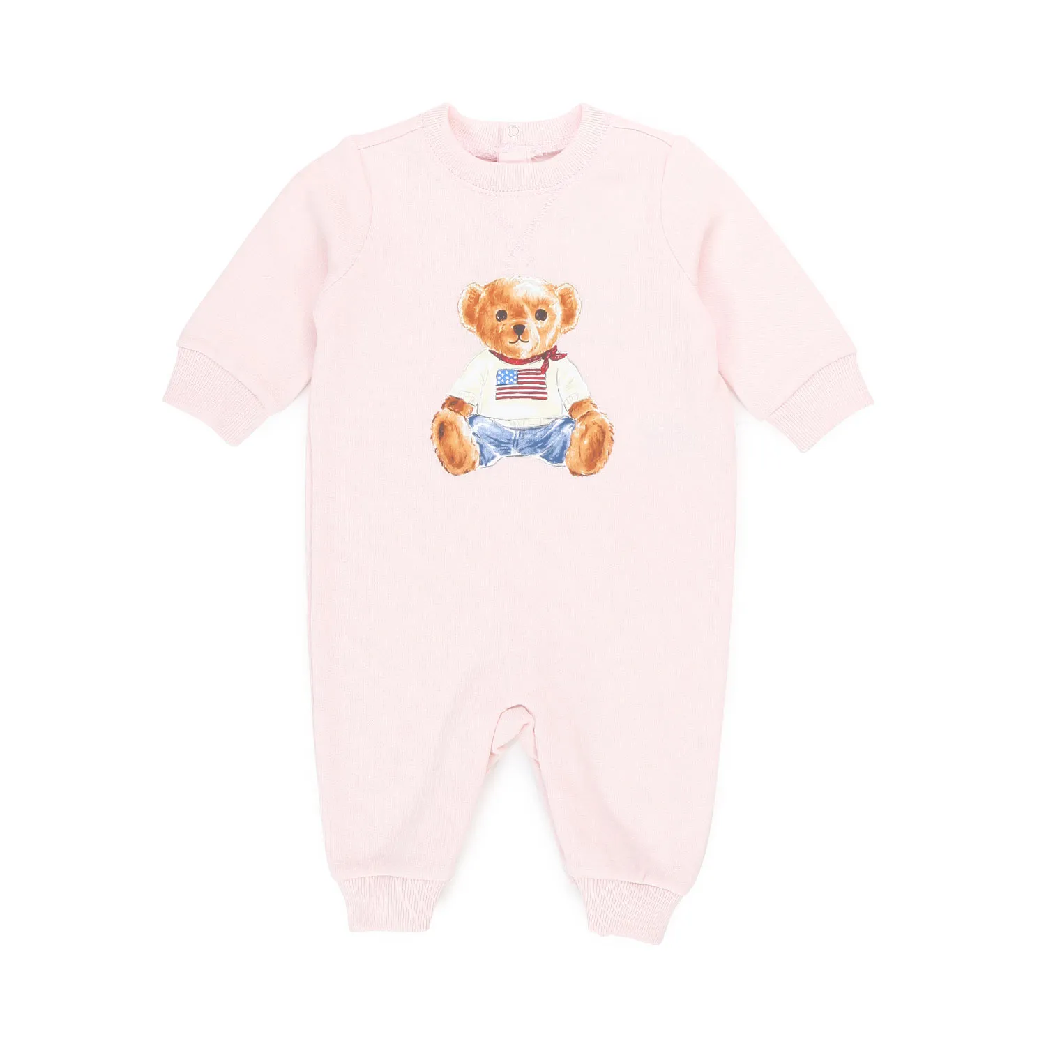 Ralph Lauren Polo Bear Pink Romper For Baby