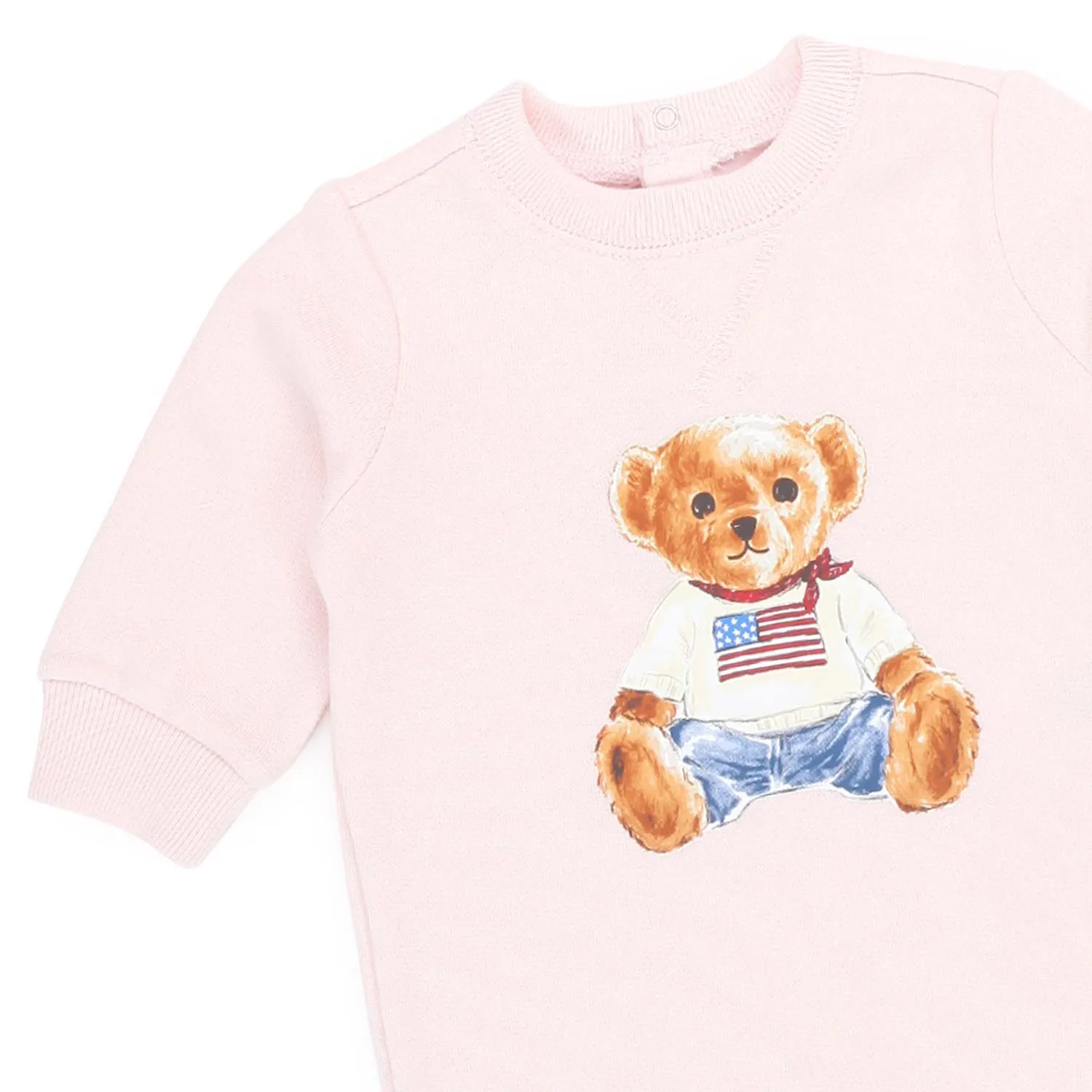 Ralph Lauren Polo Bear Pink Romper For Baby