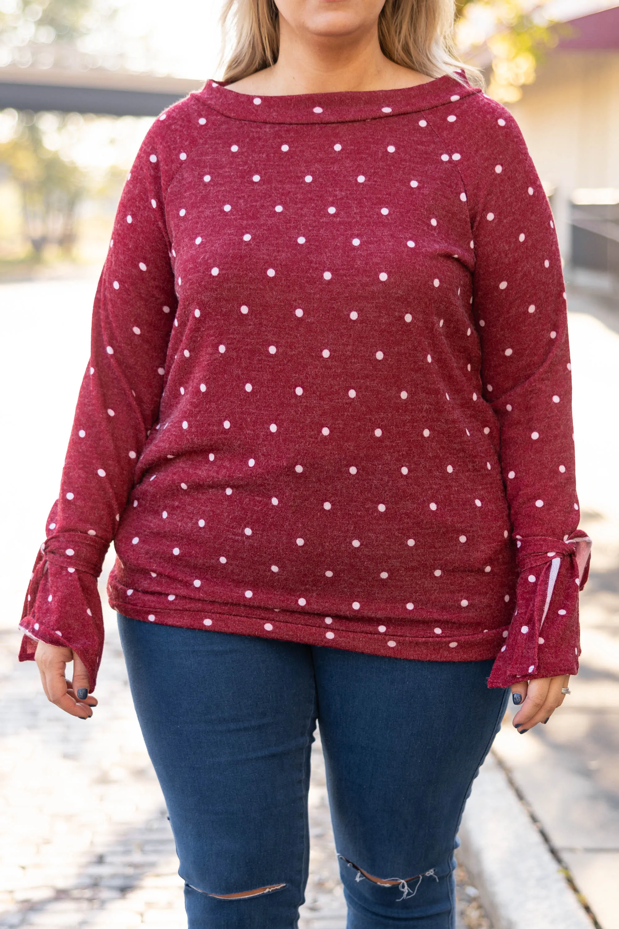 Right On The Dot Tunic, Burgundy