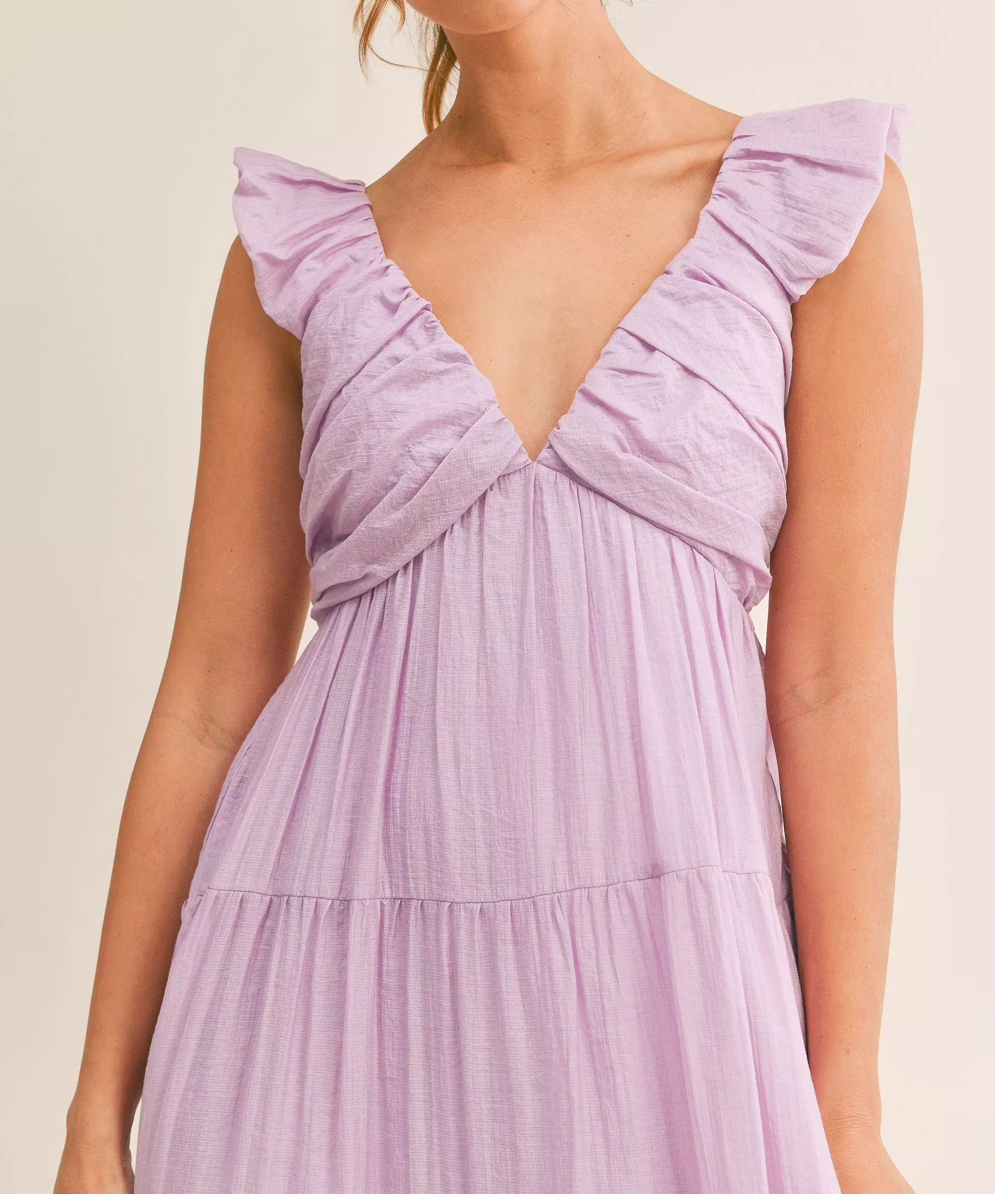 Ruched Pleated Dress - Lavender