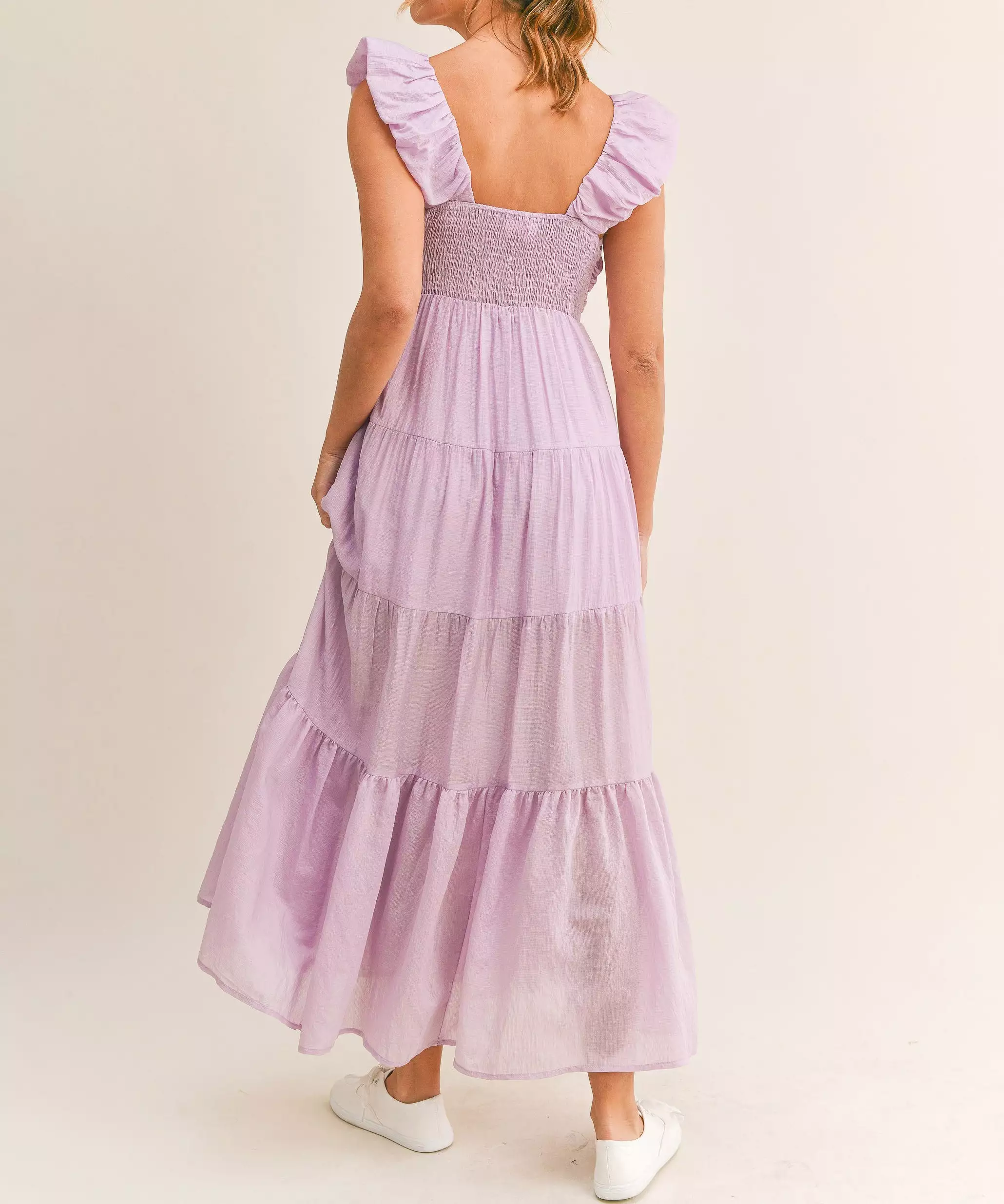 Ruched Pleated Dress - Lavender