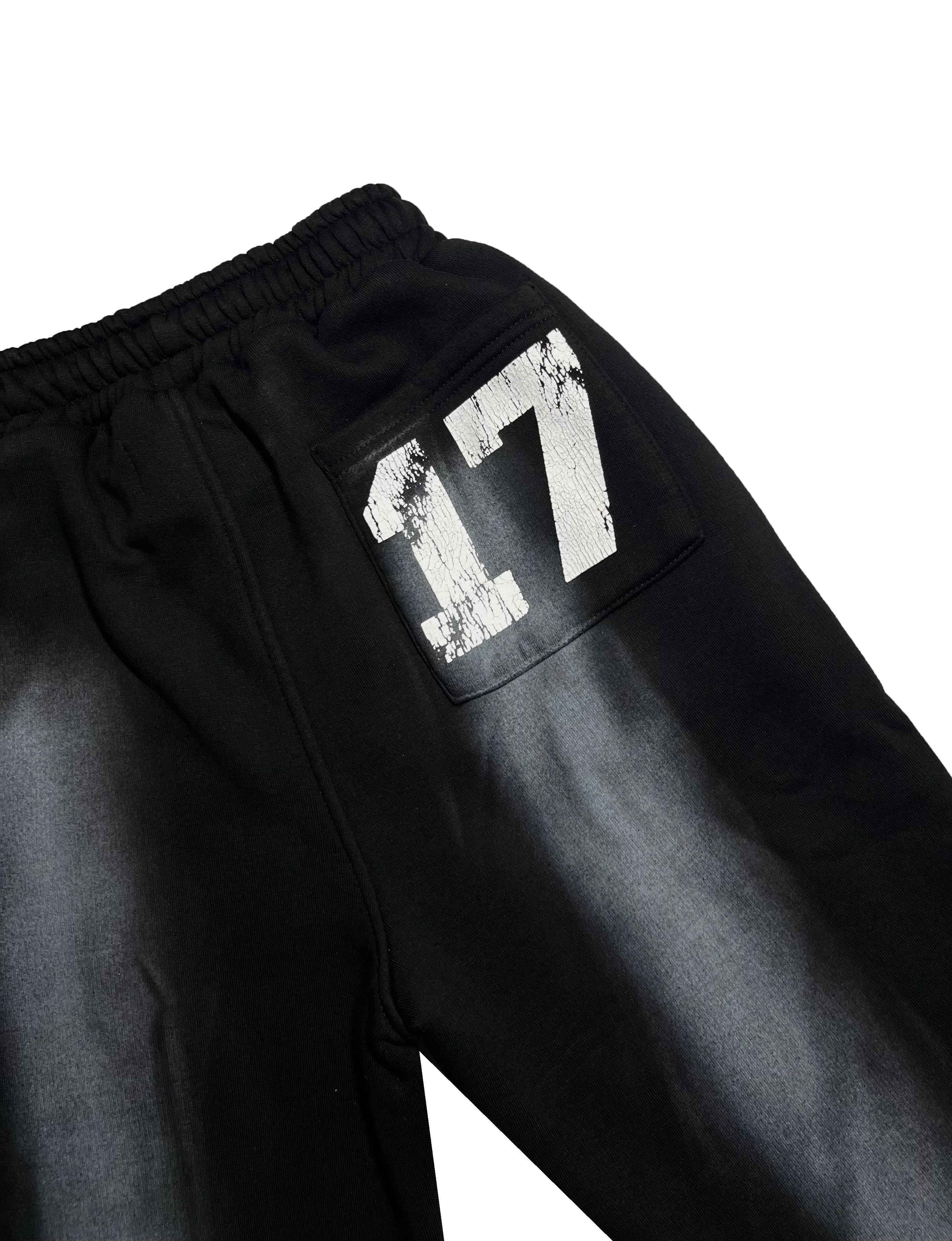 Run 17 Up Black Spray Print Pants